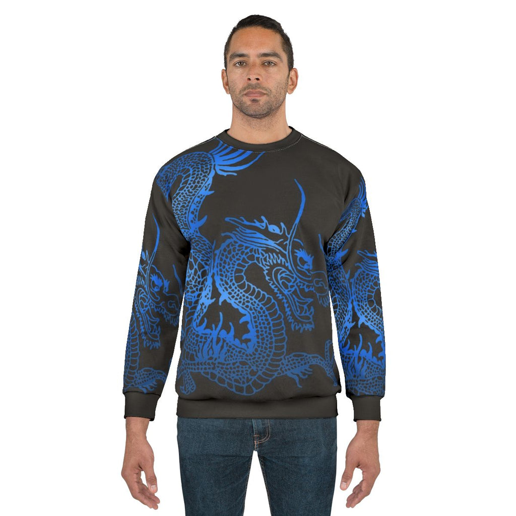 Blue Chinese Dragon Sweatshirt for Dragon Enthusiasts