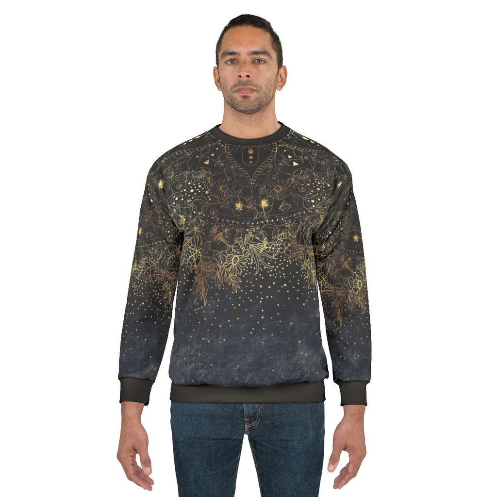 Mandala Floral Blue and Gold Sweatshirt