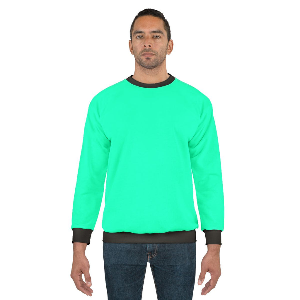 Bright neon turquoise color graphic design sweatshirt