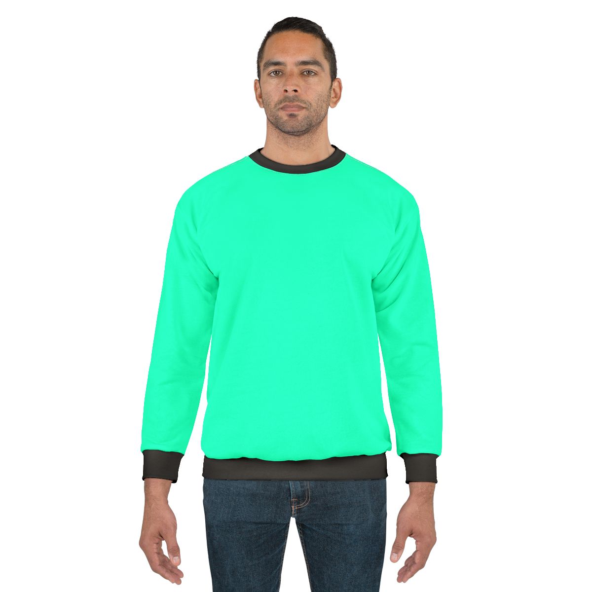 Bright neon turquoise color graphic design sweatshirt