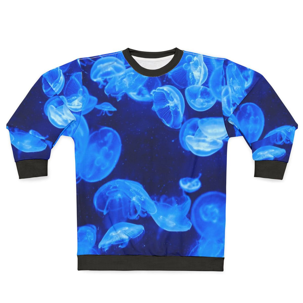 Blue Jellyfish Sweatshirt with Neon Glow
