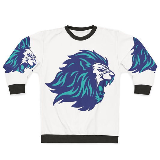 Blue lion animal power graphic sweatshirt
