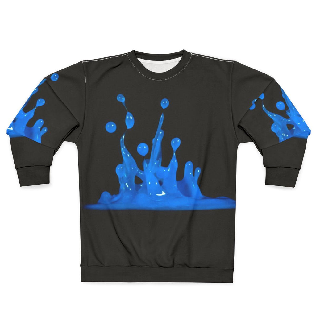 Blue sweatshirt with abstract water splash design