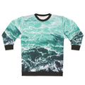 Blue ocean summer beach waves sweatshirt with coastal nautical design