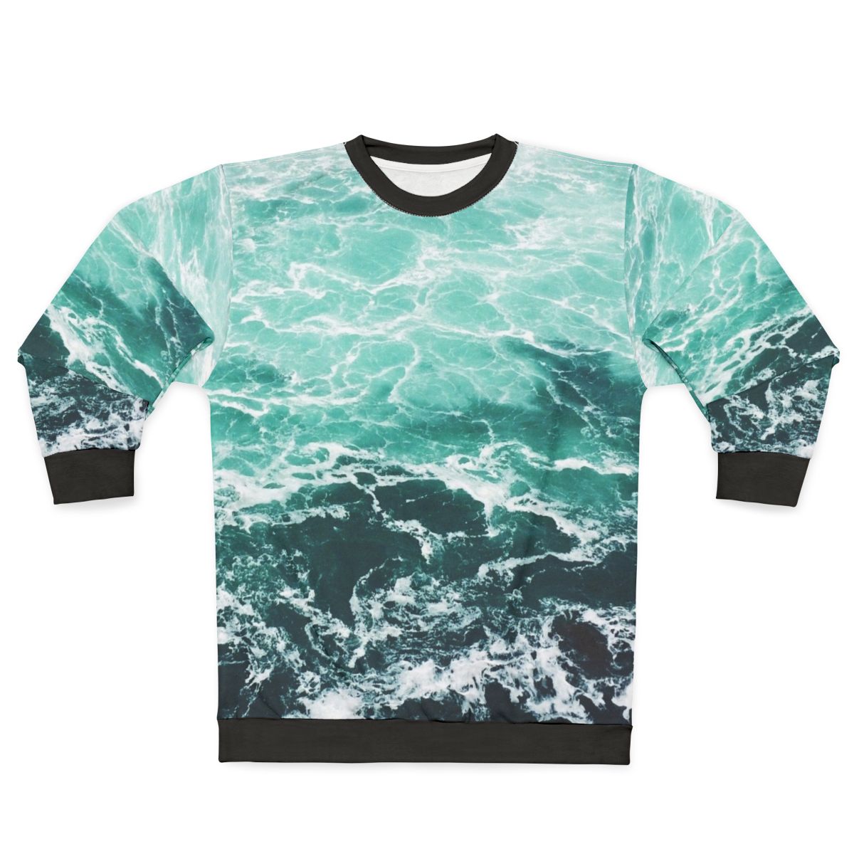 Blue ocean summer beach waves sweatshirt with coastal nautical design