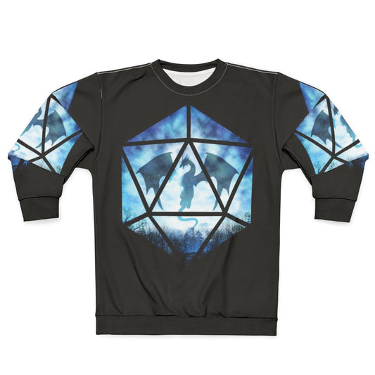 Blue Sky Ice Dragon D20 Sweatshirt - Fantasy RPG Apparel