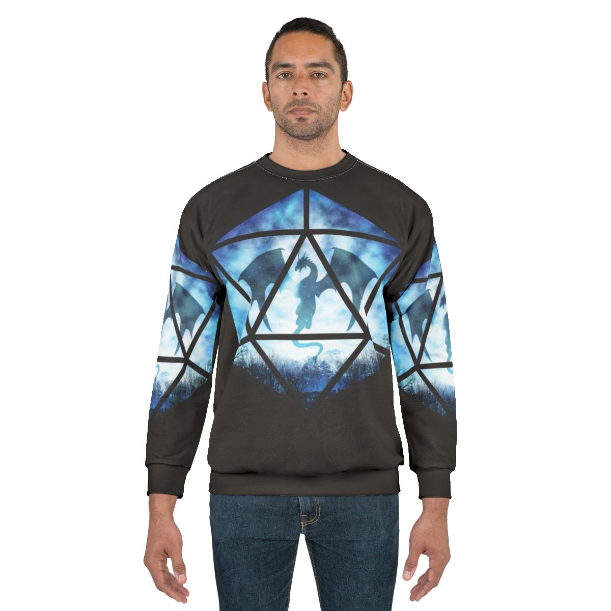 Blue Sky Ice Dragon D20 Sweatshirt - Fantasy RPG Apparel