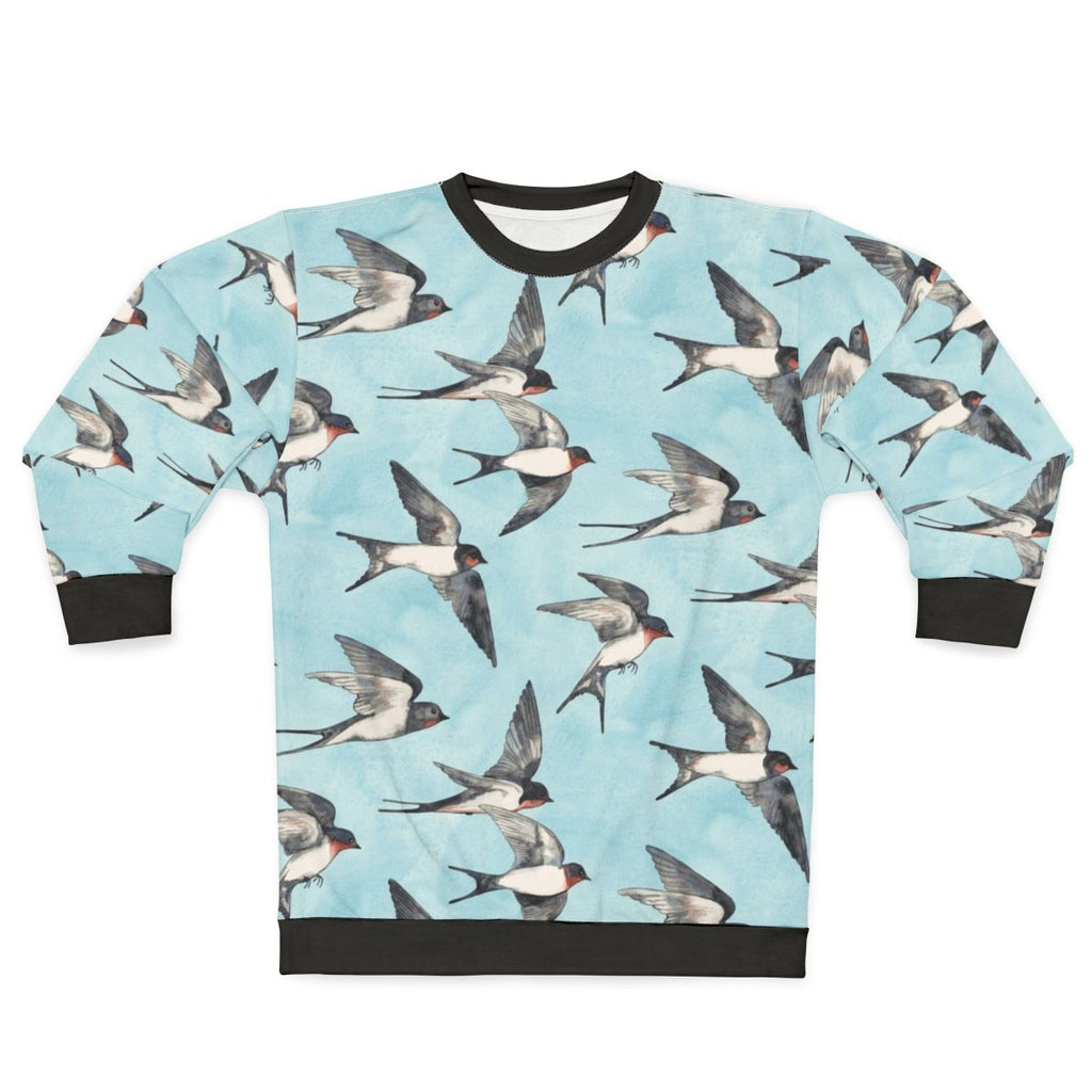 Watercolor swallow pattern blue sky sweatshirt