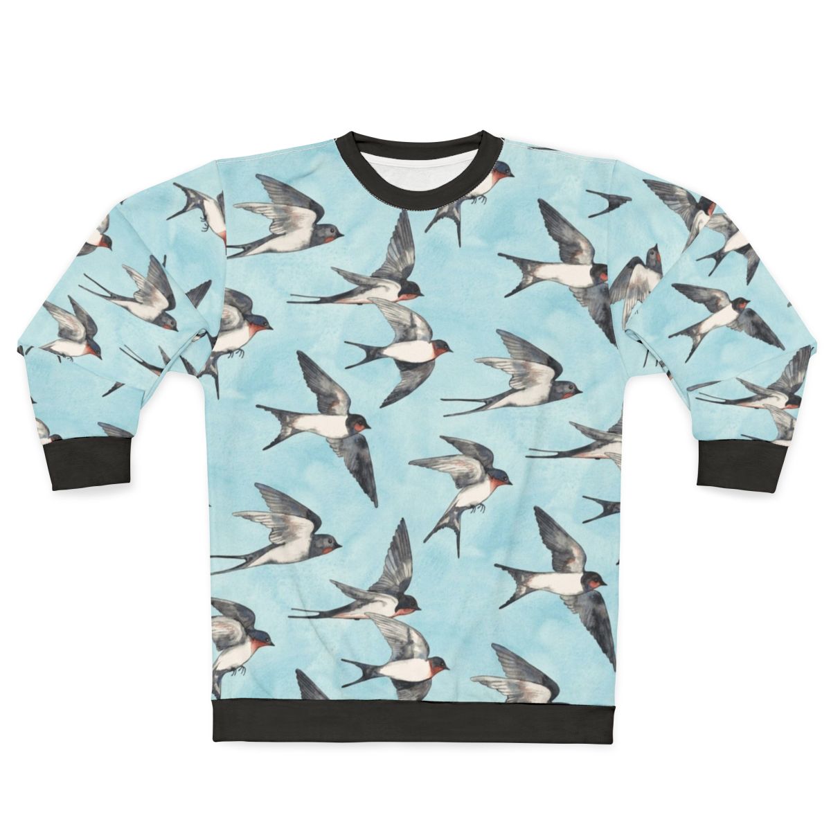 Watercolor swallow pattern blue sky sweatshirt