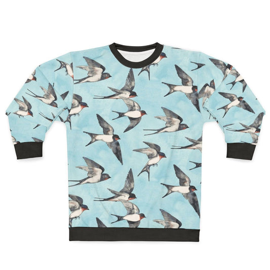 Watercolor swallow pattern blue sky sweatshirt