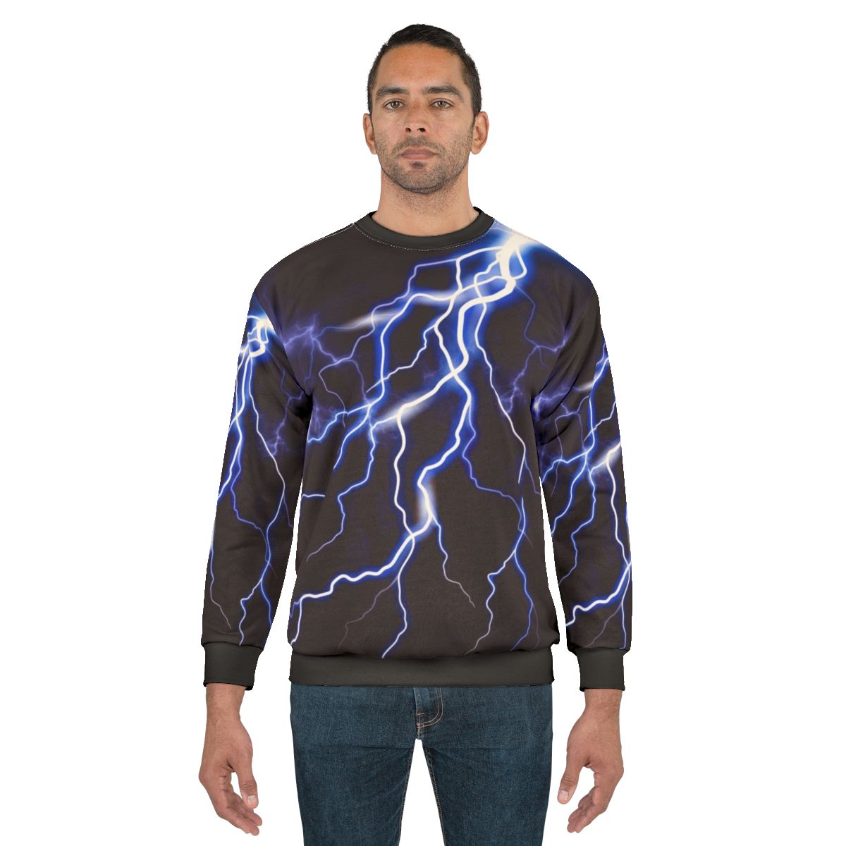 Colorful lightning graphic blue thunder sweatshirt