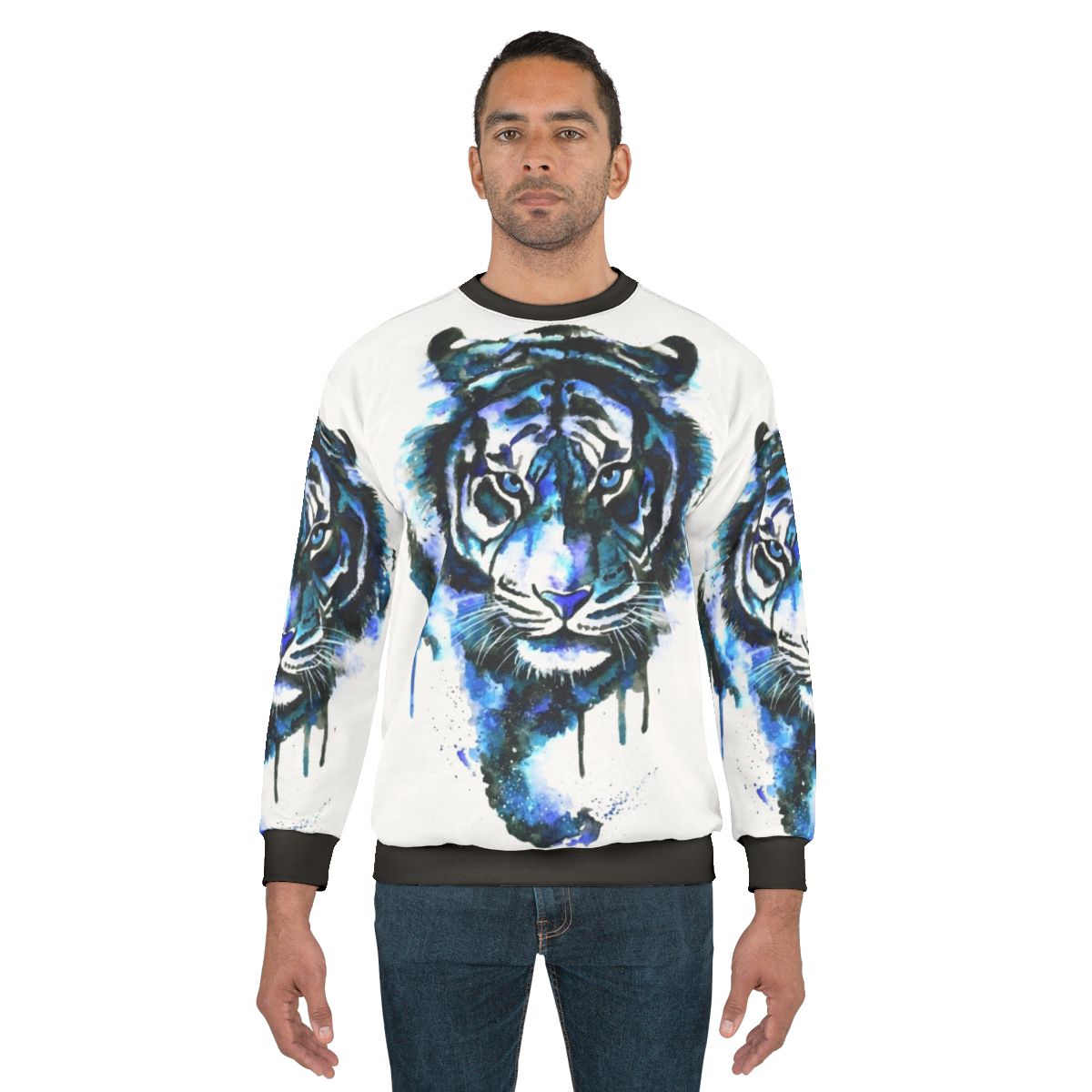 Blue Tiger Print Sweatshirt