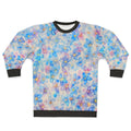 Blue watercolor flower buds painting on sweatshirt