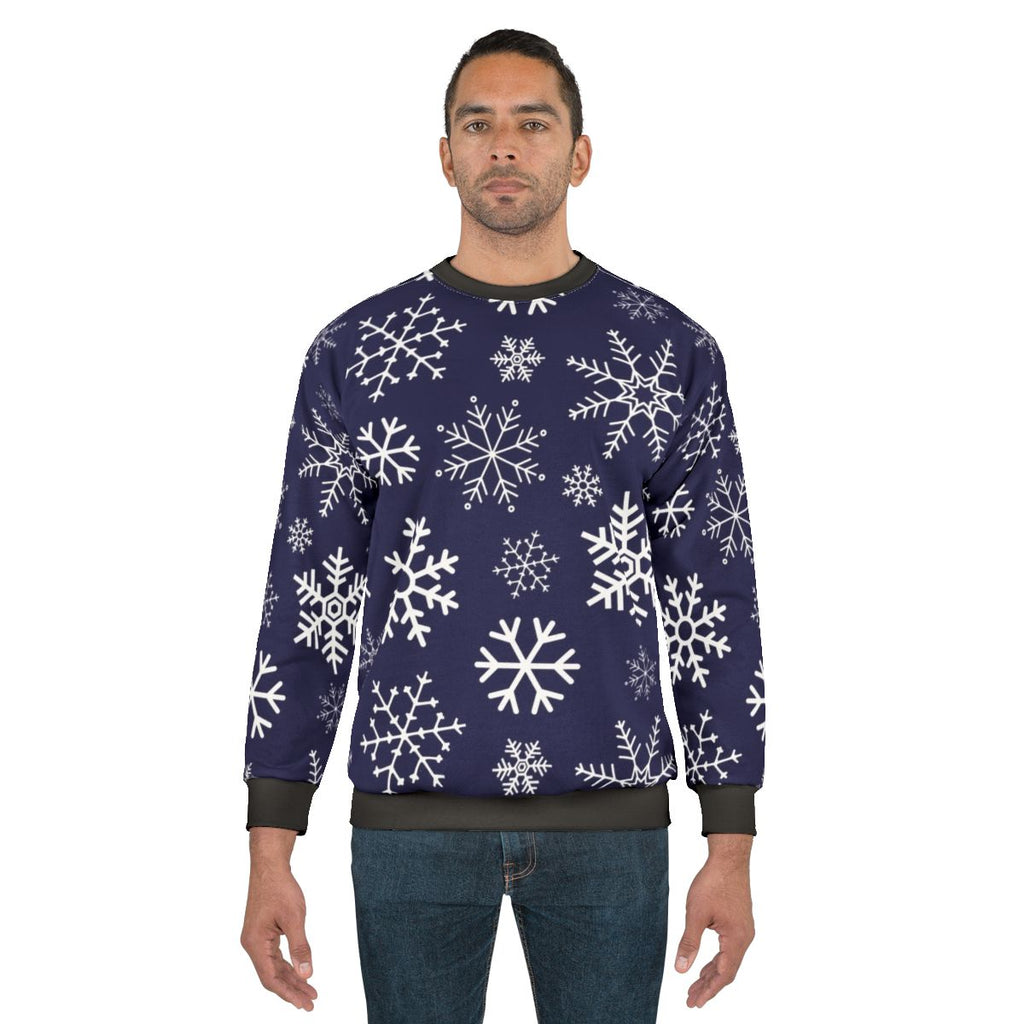 Blue Winter Snowflake Pattern Sweatshirt