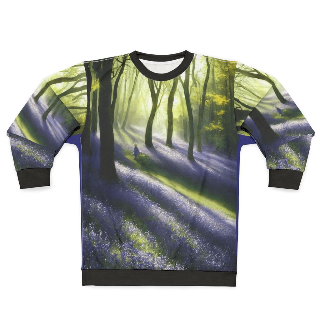 Bluebell floral watercolor design on a cozy women's sweatshirt