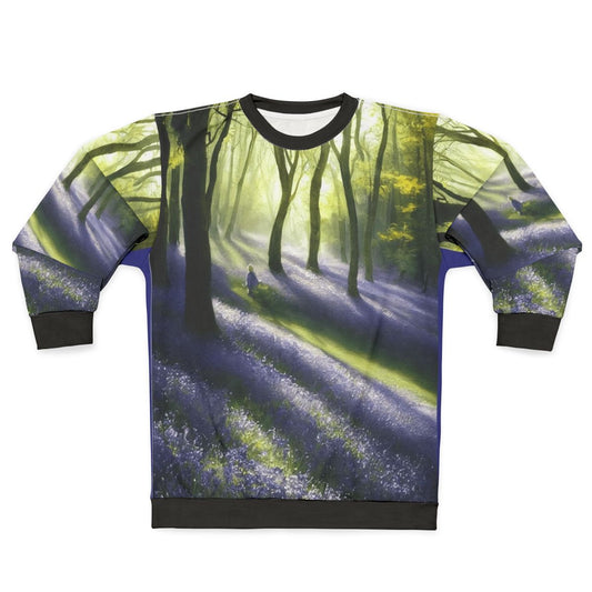 Bluebell floral watercolor design on a cozy women's sweatshirt