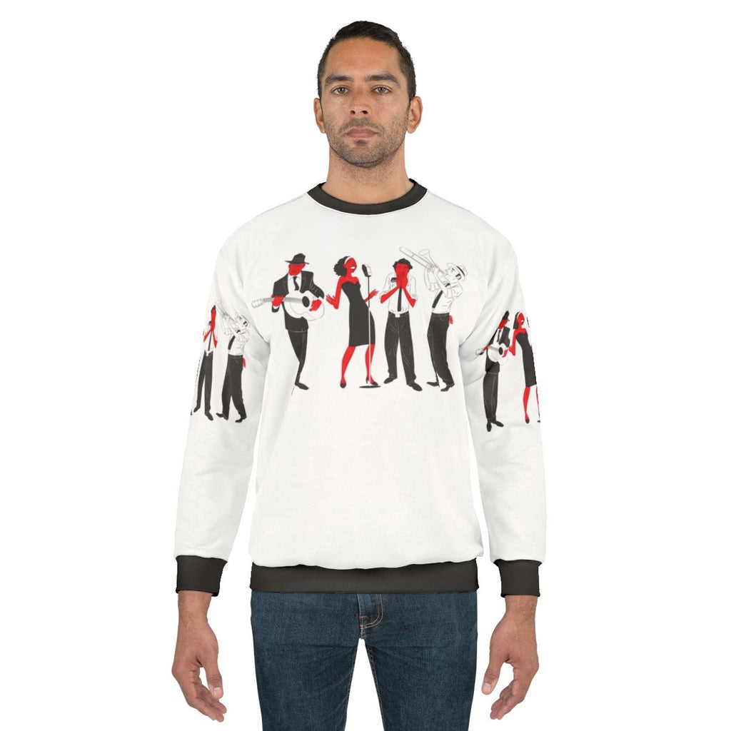 Delta Blues Band Sweatshirt with Focus on Music and Vocals