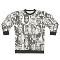 Blues music sweatshirt featuring hand-drawn portraits of legendary blues musicians
