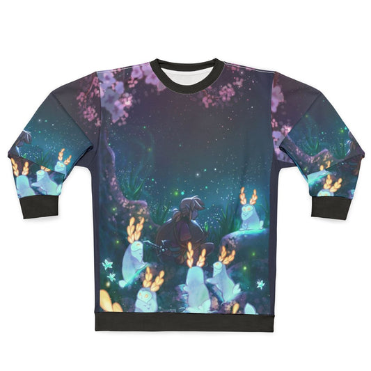 Blupee Sanctuary Zelda Sweatshirt with Whimsical Moon Bunnies and Cherry Blossoms