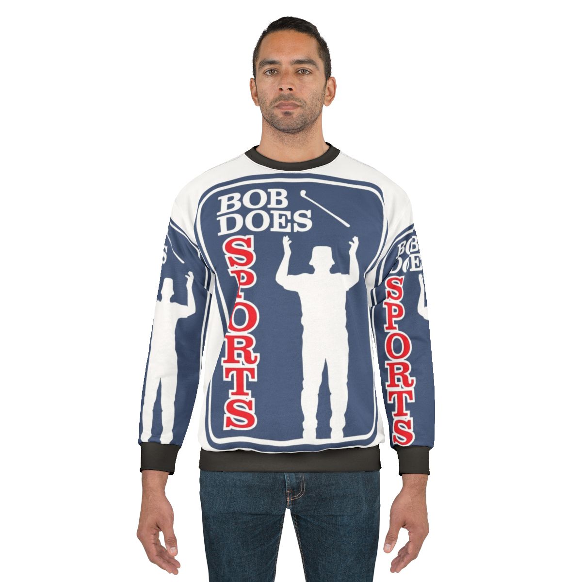 Colorful sports sweatshirt with graphic designs of animals, planets, and stars