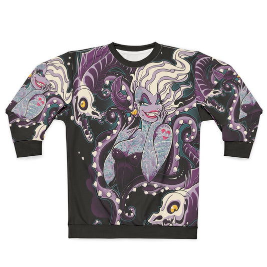 Powerful woman wearing body language sweatshirt with octopus and skull motif