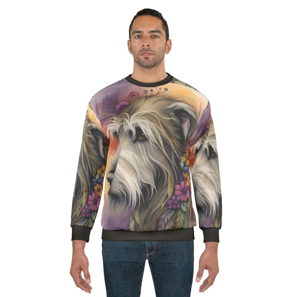 Bohemian Irish Wolfhound Sweatshirt with Floral Watercolor Art
