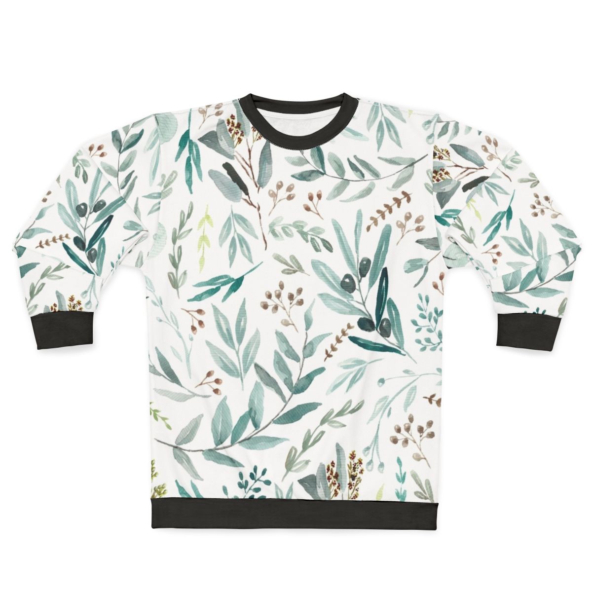Boho eucalyptus leaves pattern women's sweatshirt