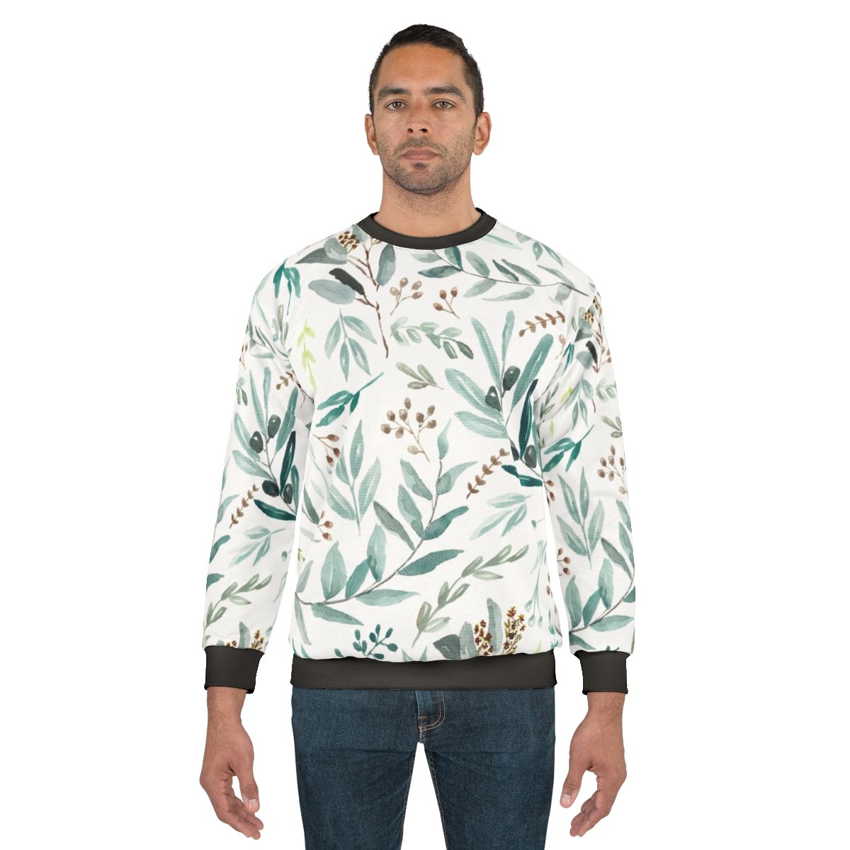 Boho eucalyptus leaves pattern women's sweatshirt