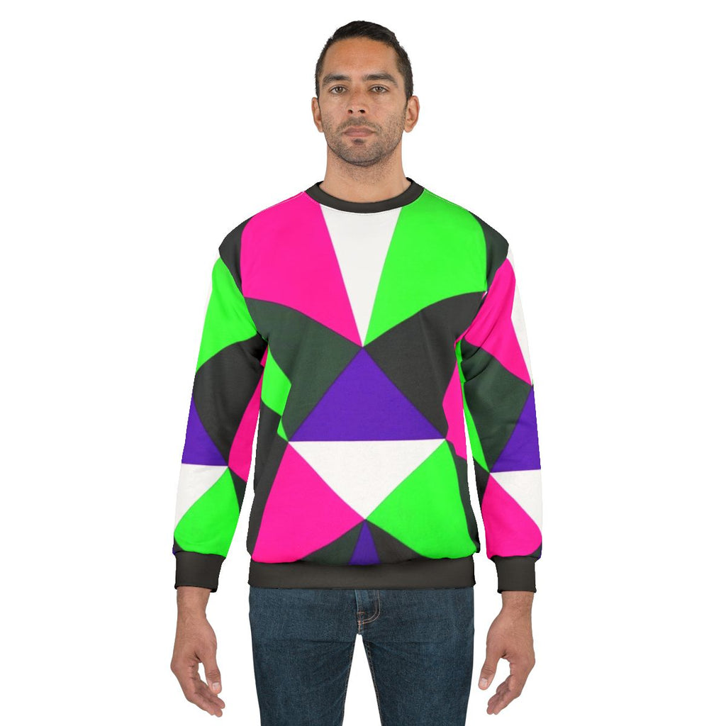 Retro 80s neon color block sweatshirt