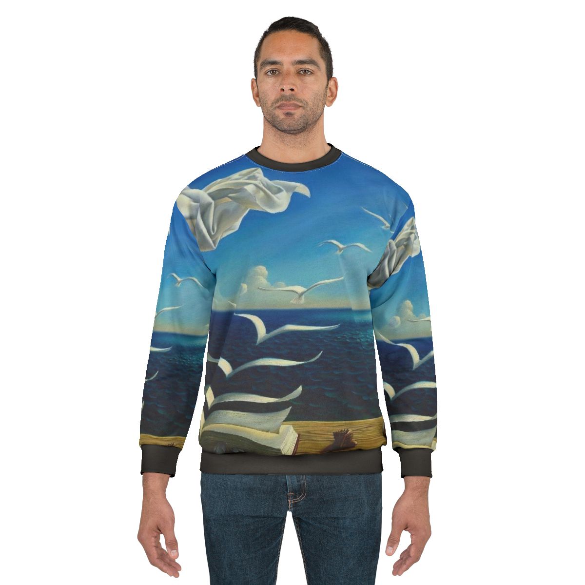 Vintage fantasy surreal bird art print sweatshirt