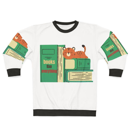 "Books Fix Everything" cozy reading sweatshirt