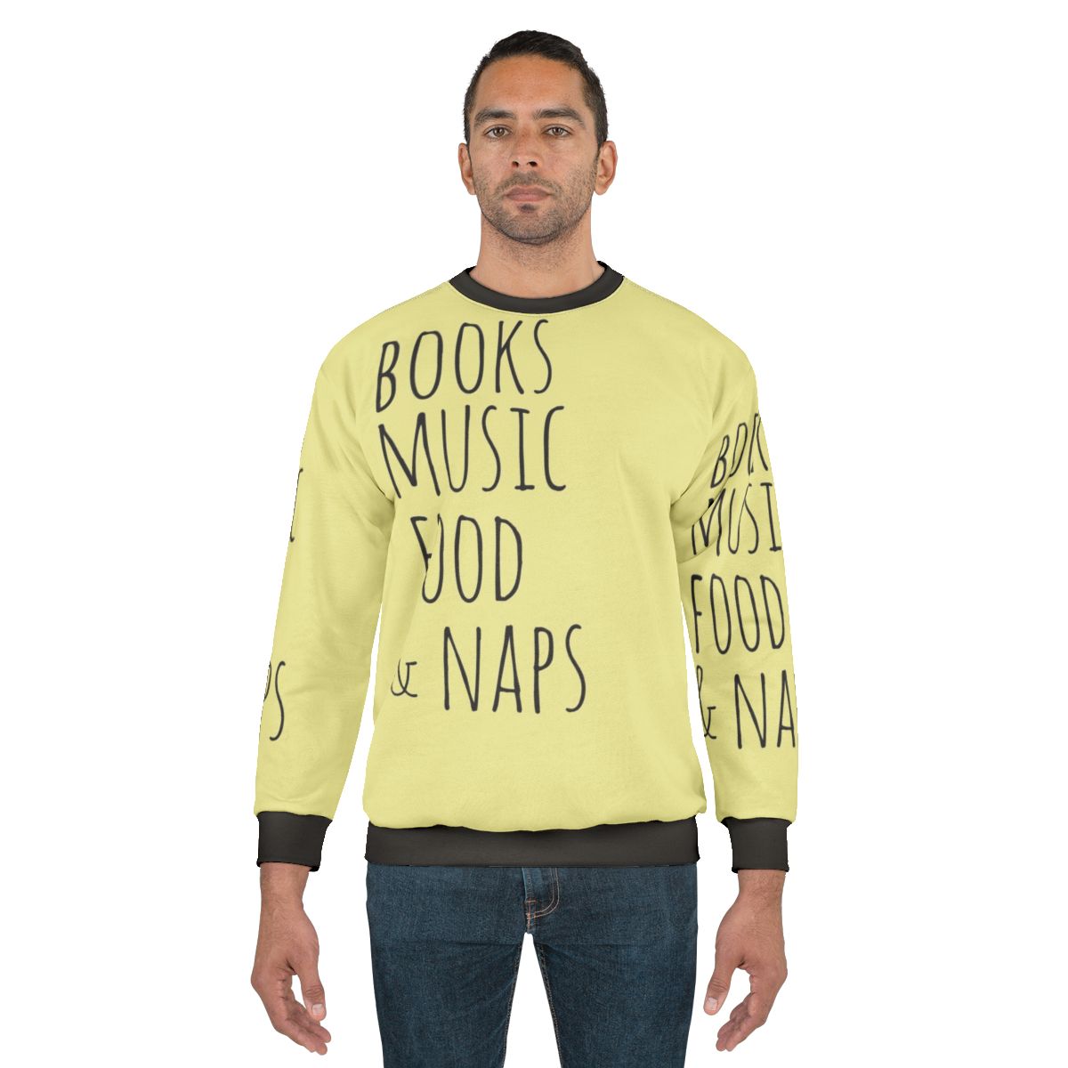 Books, Music, Food & Naps Sweatshirt - Nerdy Hobbies and Fandom