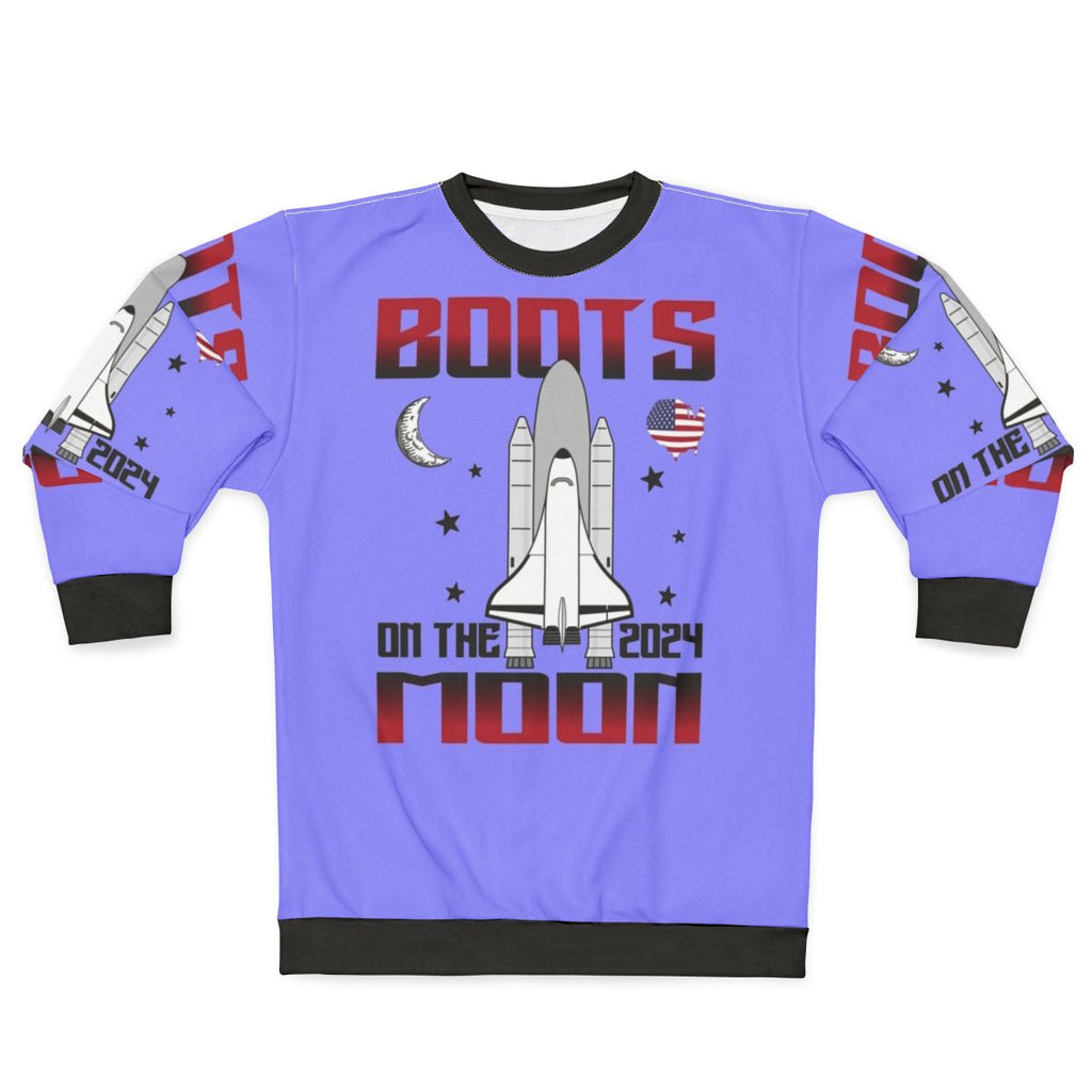 Boots on the Moon 2024 Space Force Sweatshirt with Funny Shoe Quotes