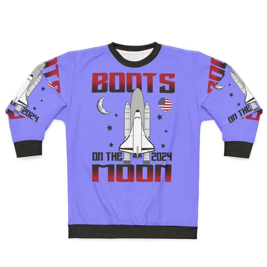 Boots on the Moon 2024 Space Force Sweatshirt with Funny Shoe Quotes