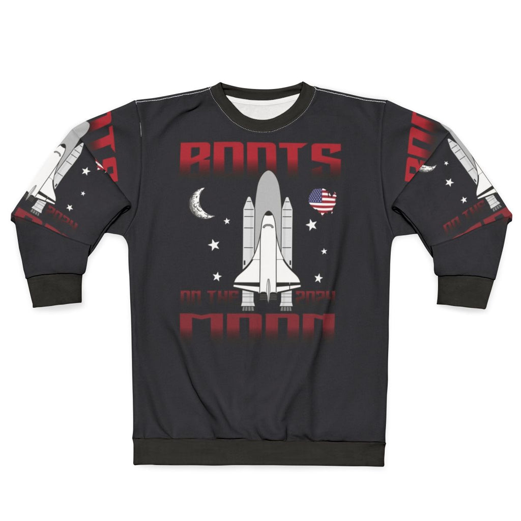 Boots on the Moon Sweatshirt featuring a humorous space-themed design