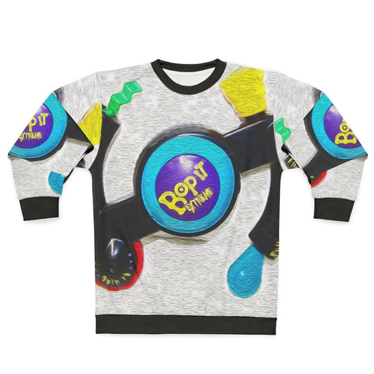 Bop It Extreme retro sweatshirt with colorful meme-inspired design