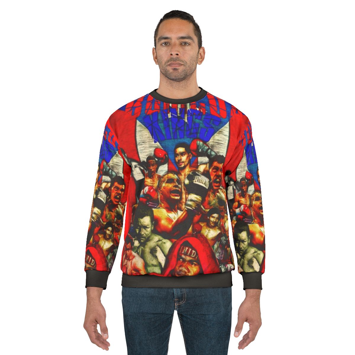 Boricua Kings Sweatshirt featuring a Puerto Rican fighter design