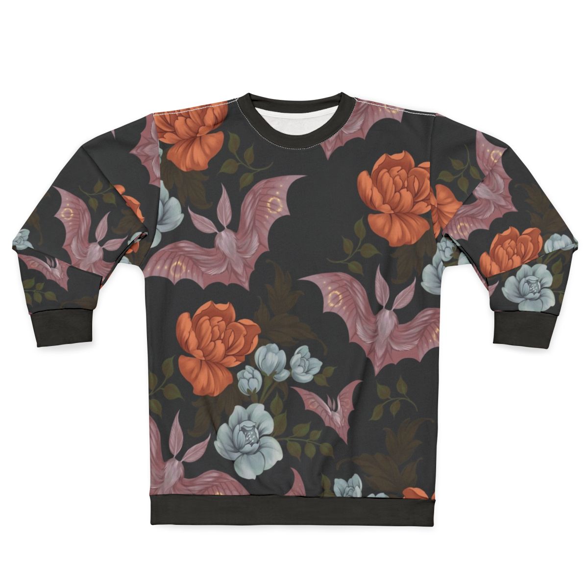 Botanical moths and night flowers vintage floral pattern sweatshirt