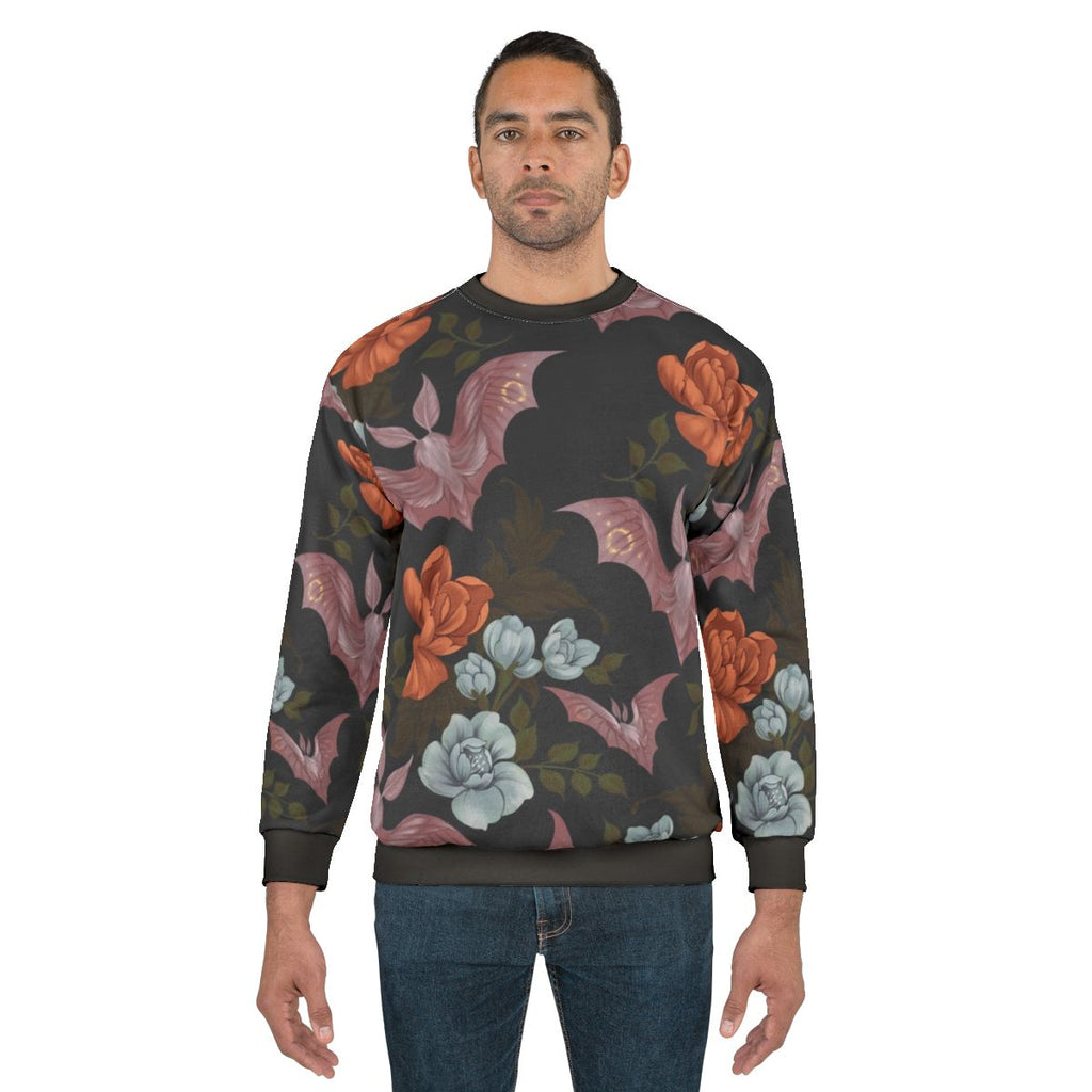 Botanical moths and night flowers vintage floral pattern sweatshirt