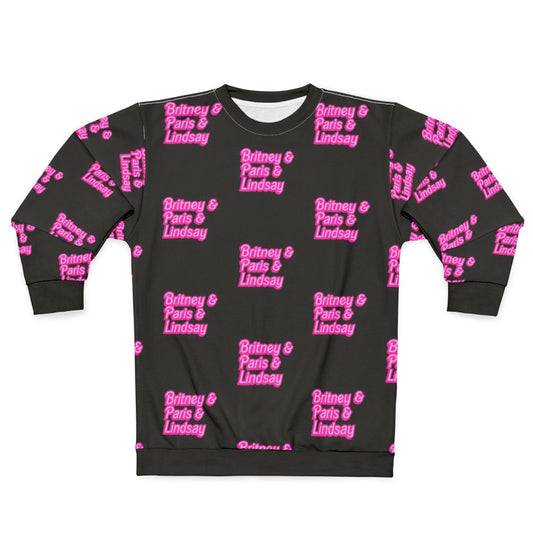 Britney Spears, Paris Hilton, Lindsay Lohan pink sweatshirt with Barbie font
