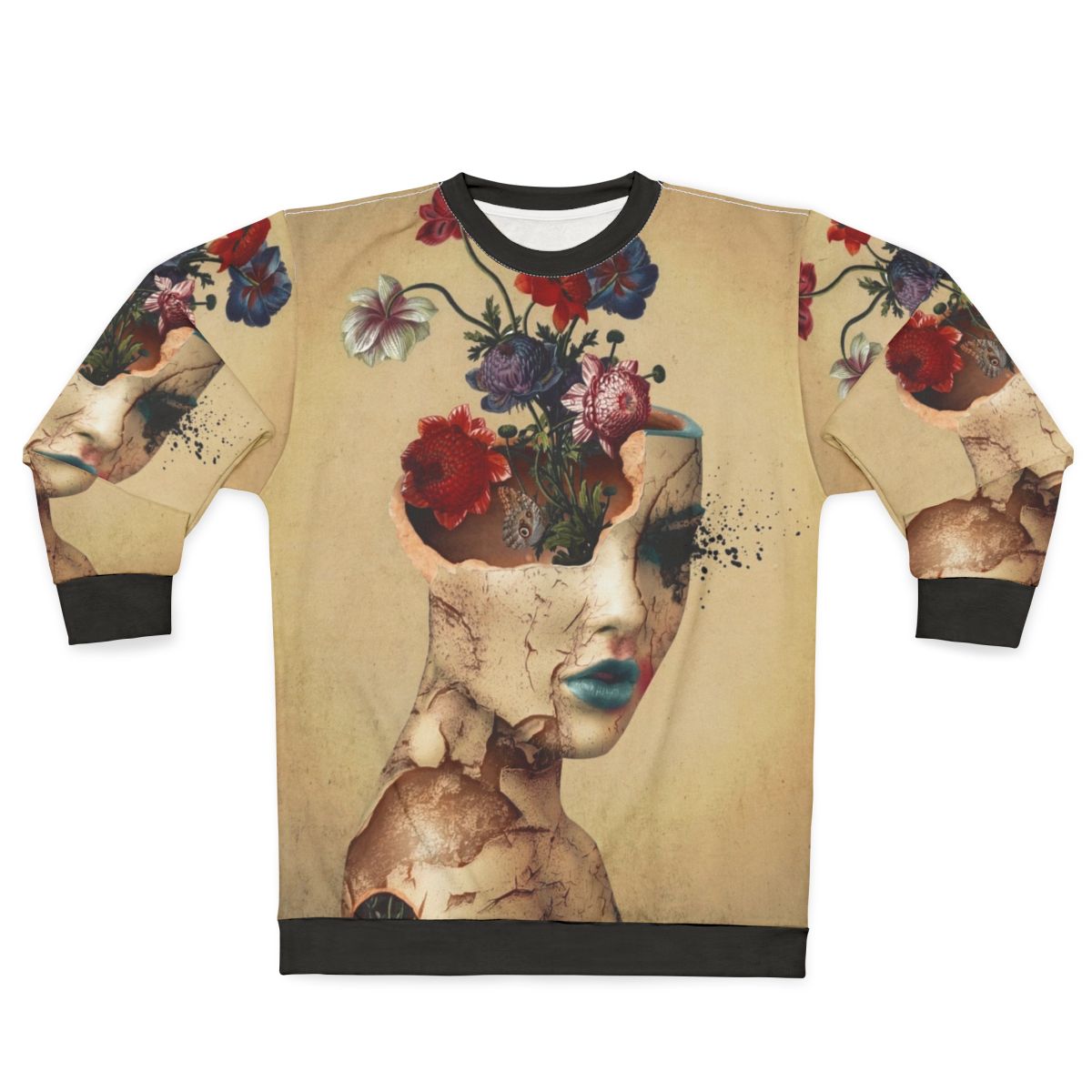 Broken Beauty Women's Floral & Grunge Digital Art Sweatshirt