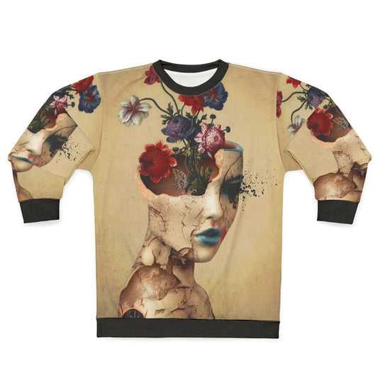 Broken Beauty Women's Floral & Grunge Digital Art Sweatshirt
