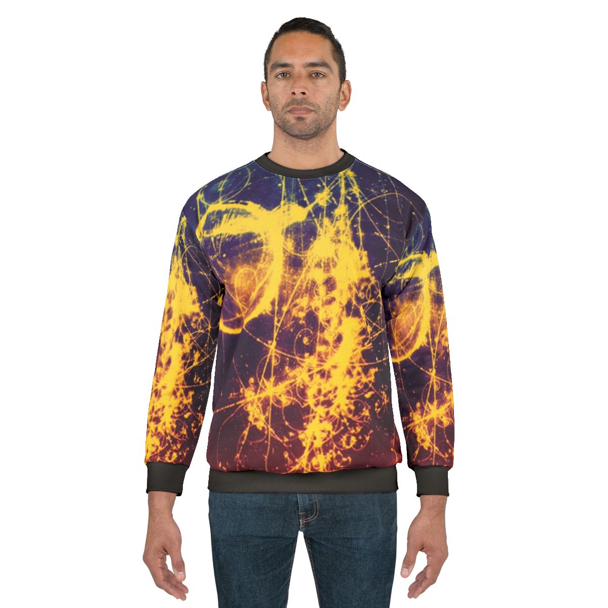 Bubble Chamber Sweatshirt with Particle Physics Inspired Abstract Art Design