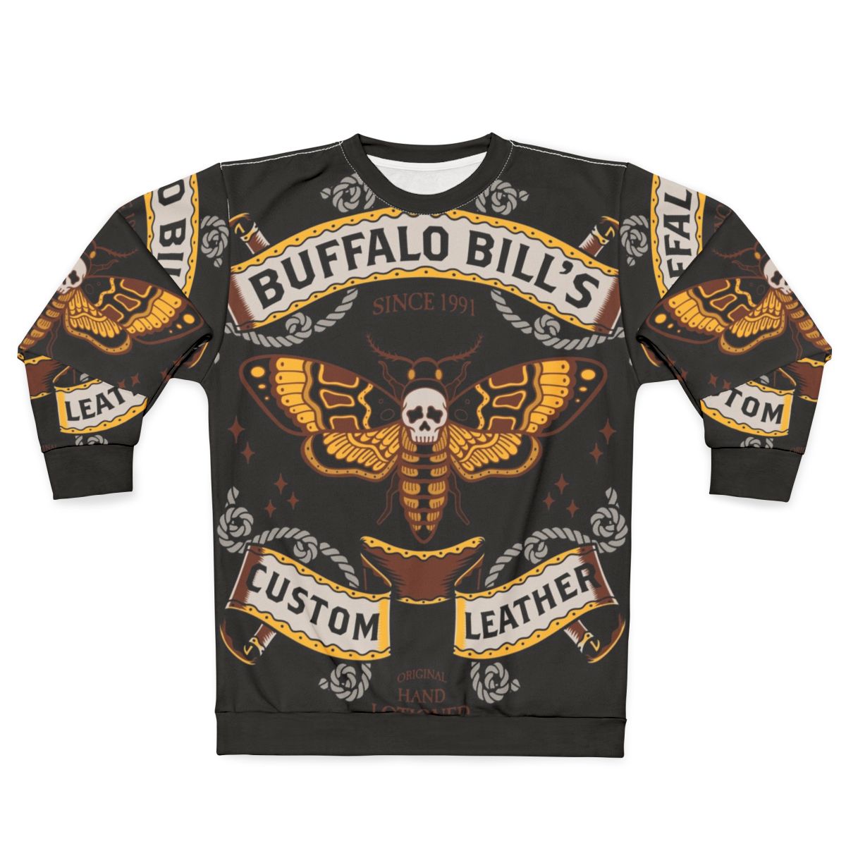 Buffalo Bill leather sweatshirt, Silence of the Lambs inspired goth fashion
