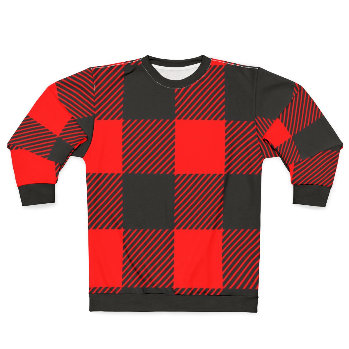 Red and black buffalo plaid large size sweatshirt