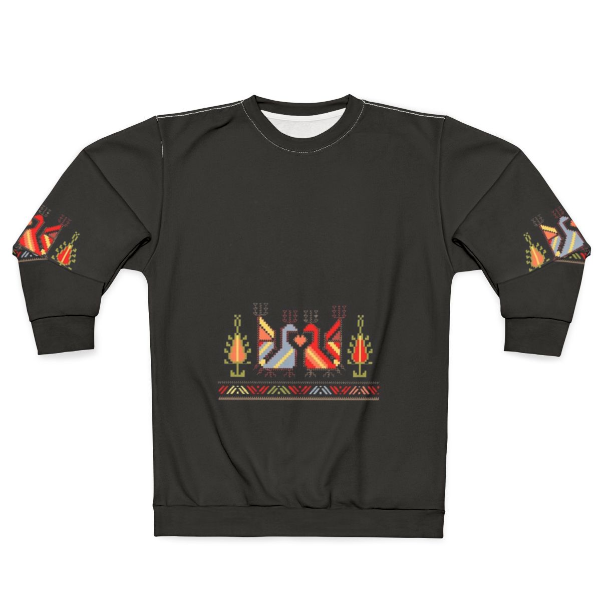 Bulgarian folk art sweatshirt with floral gothic heart design