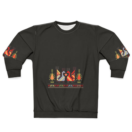 Bulgarian folk art sweatshirt with floral gothic heart design