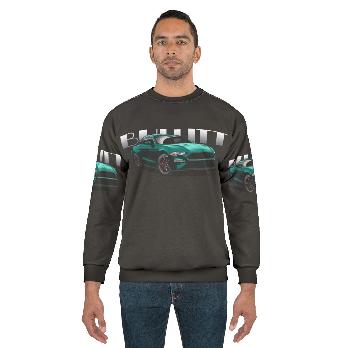 Bullitt Mustang Sweatshirt featuring the iconic 1968 Ford Mustang from the movie Bullitt