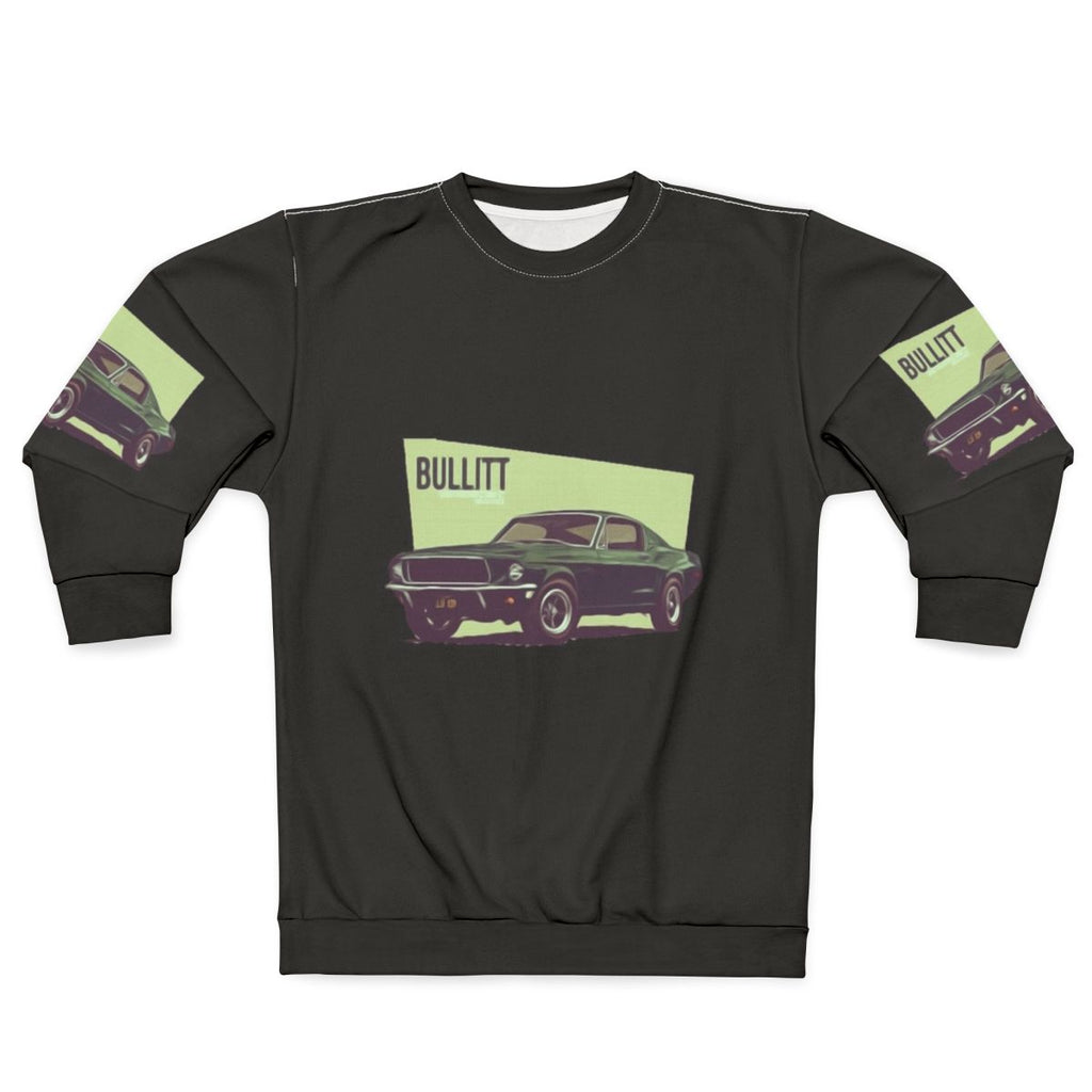 Steve McQueen wearing Bullitt movie inspired sweatshirt