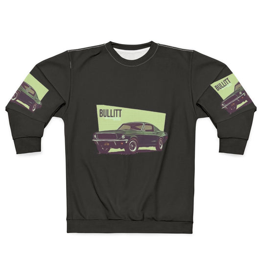 Steve McQueen wearing Bullitt movie inspired sweatshirt